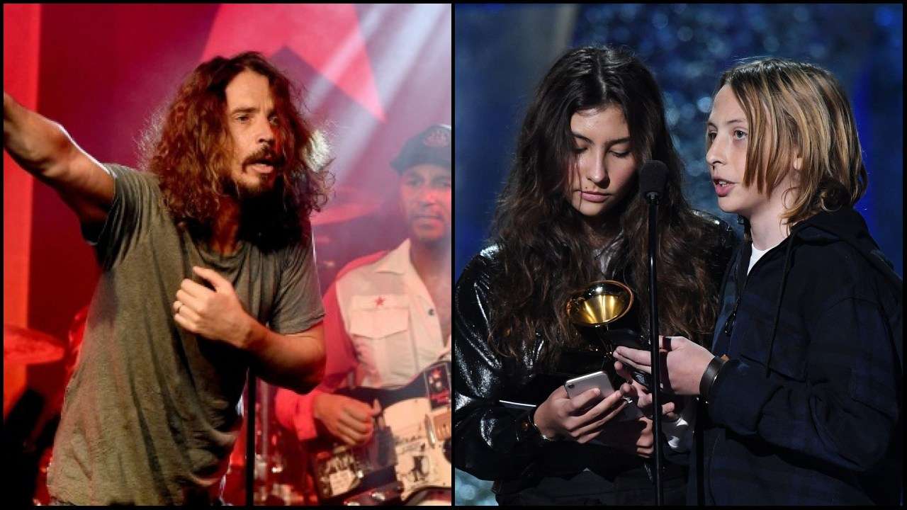 Chris Cornell (L) and his kids Toni and Christopher (R)