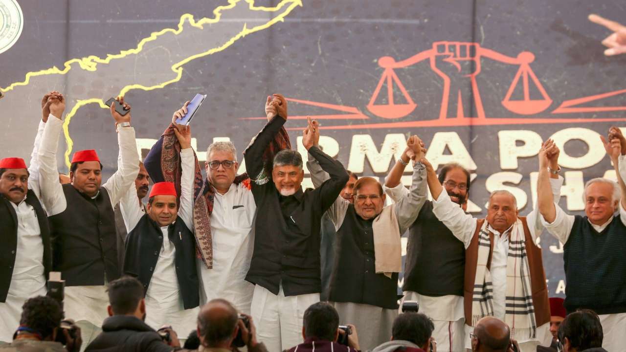 Andhra CM Naidu's fast attended by opposition leaders