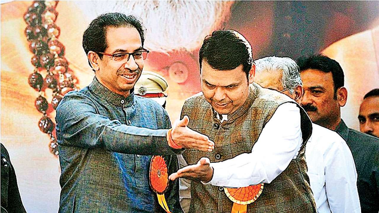 Chief Minister Devendra Fadnavis with Shiv Sena chief Uddhav Thackeray