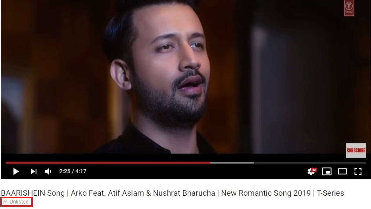 Atif Aslam's new single unlisted on YouTube