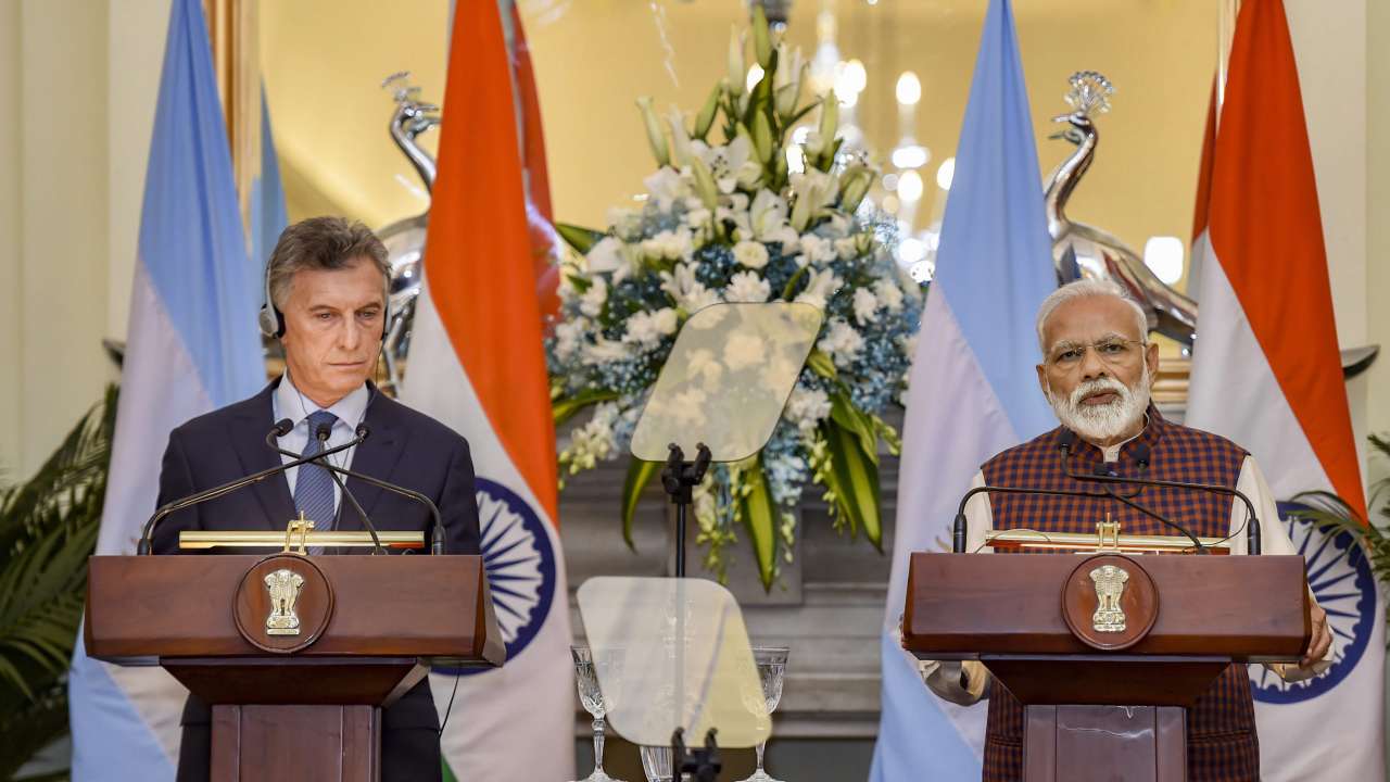 Prime Minister Narendra Modi and Argentina's President Mauricio Macri 