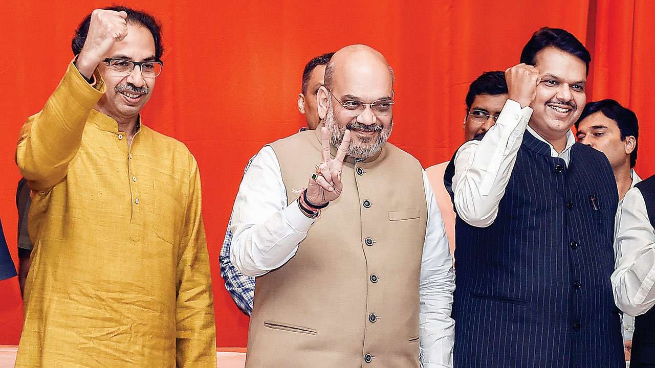 Uddhav Thackeray, Amit Shah, and Devendra Fadnavis