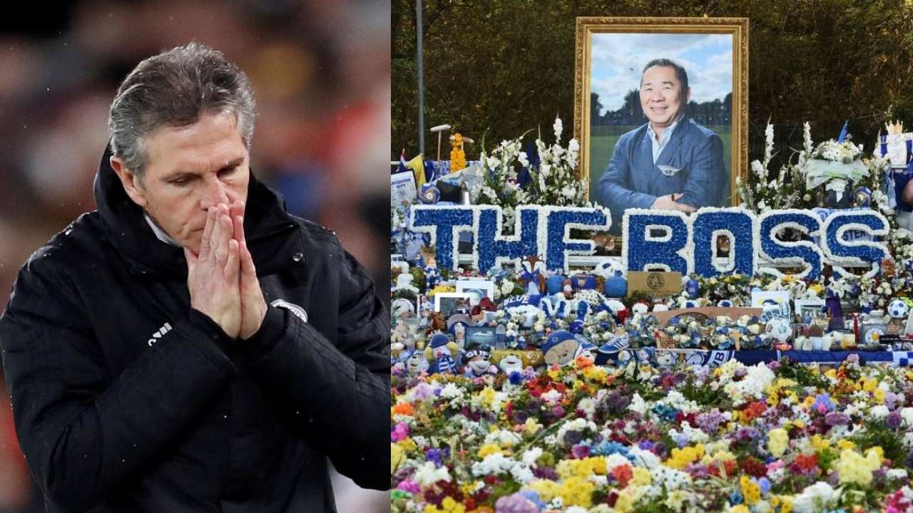 Claude Puel and late Vichai Srivaddhanaprabha