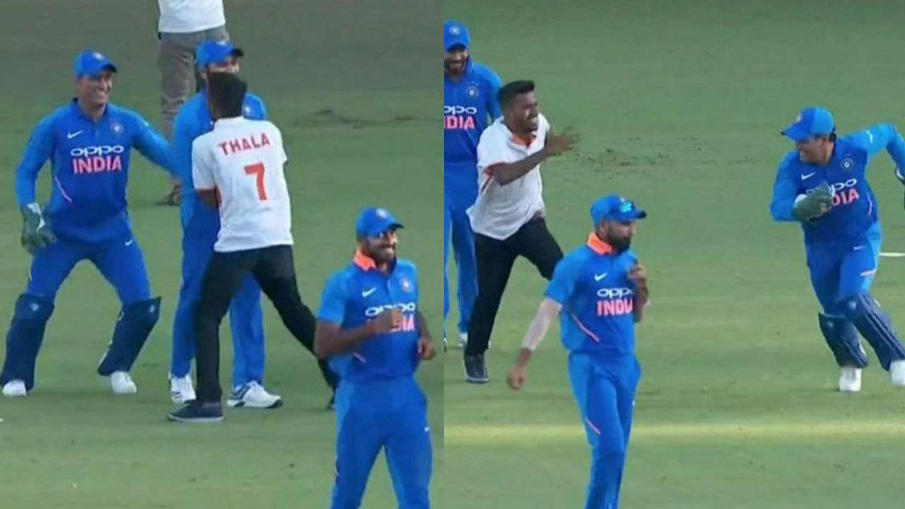 MS Dhoni with the fan