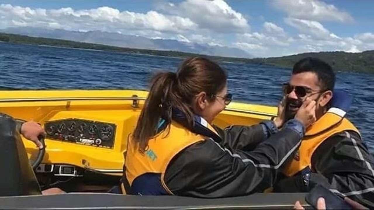 Throwback Video: Anushka Sharma pulls Virat Kohli's cheeks cutely during a speedboat ride in New Zealand