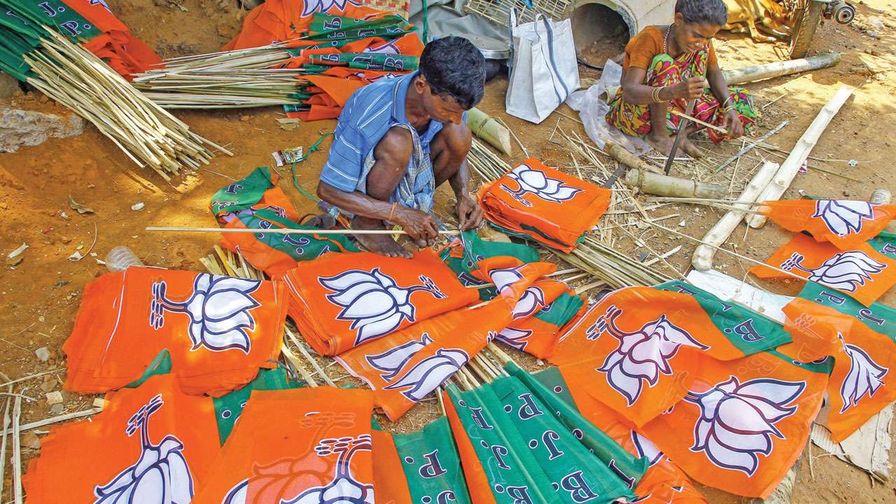 BJP party flags
