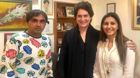 Raj Babbar tweeted a picture of Sapna with Priyanka Gandhi Vadra, welcoming her to the 'Congress family'