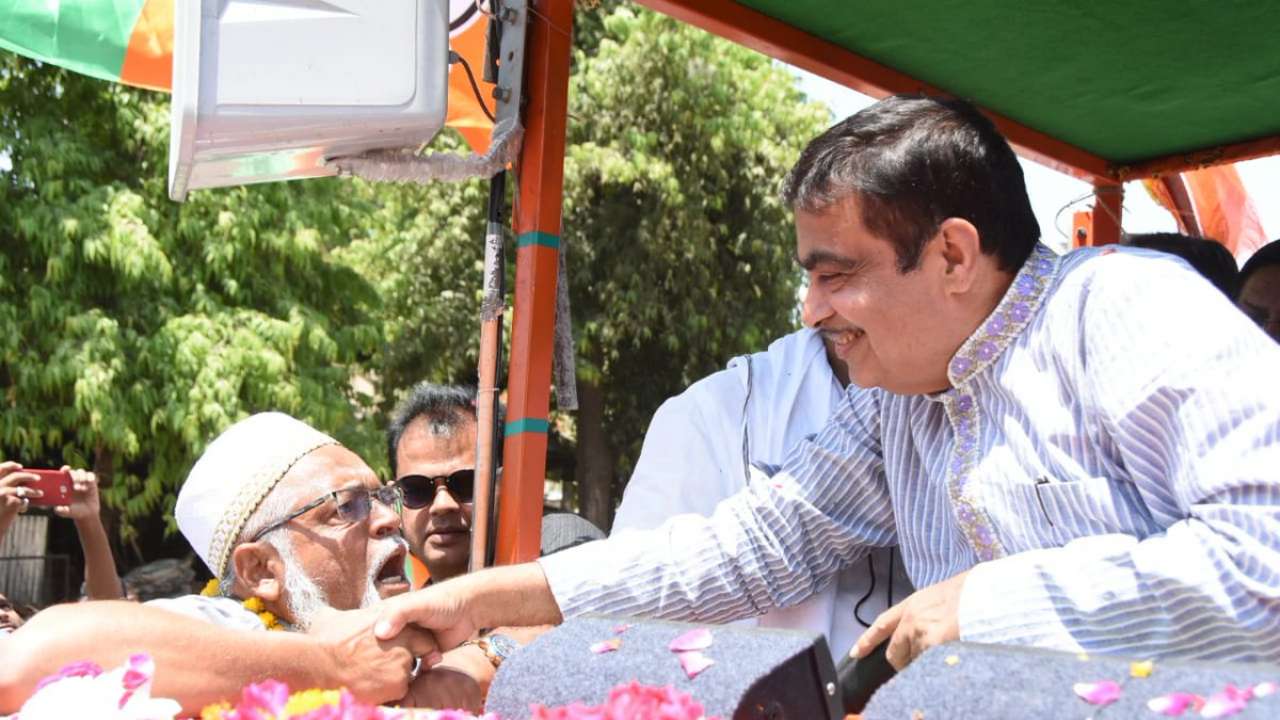 Nitin Gadkari campaigning in Nagpur