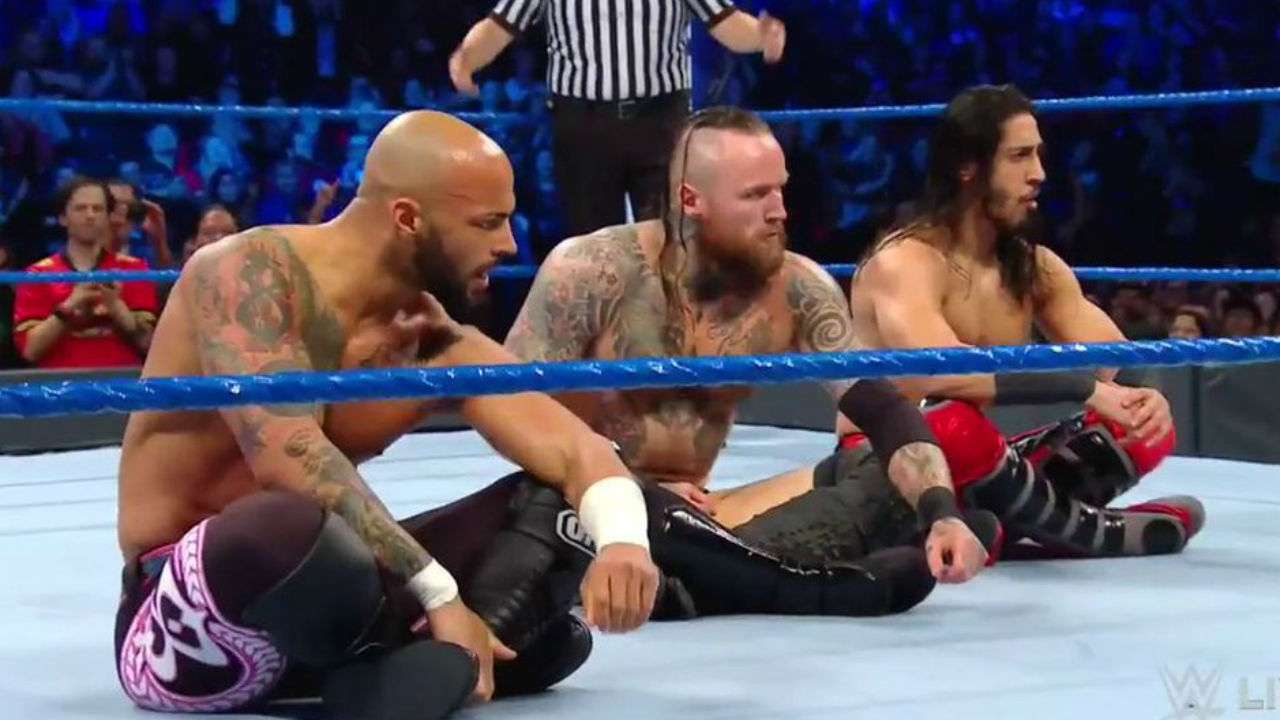 Aleister Black, Ricochet and Ali vs Rusev, Shinsuke Nakamura and Andrade