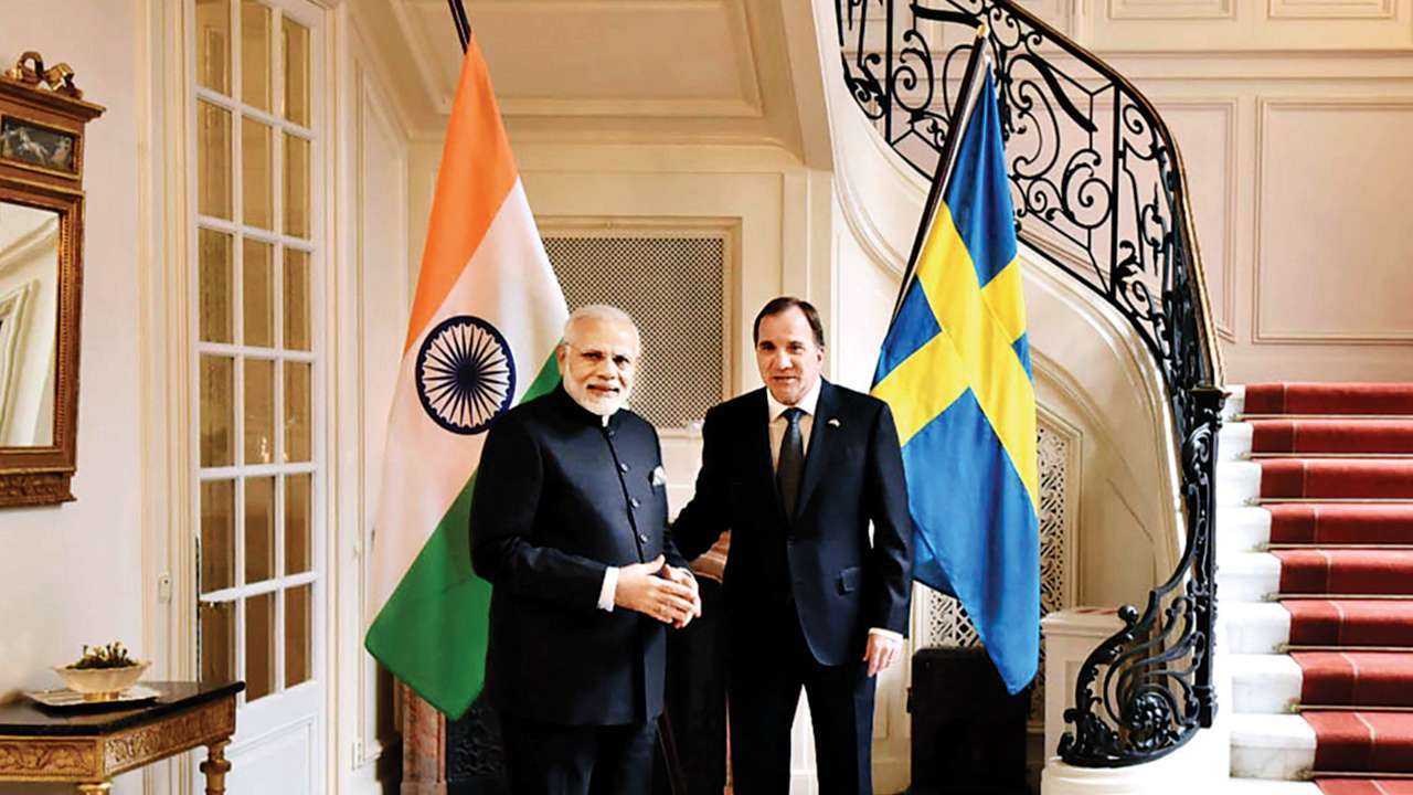 Prime Minister Narendra Modi with his Swedish counterpart Stefan Lofven