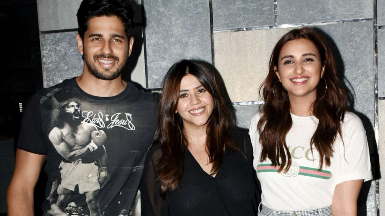 Ekta Kapoor with Sidharth Malhotra and Parineeti Chopra