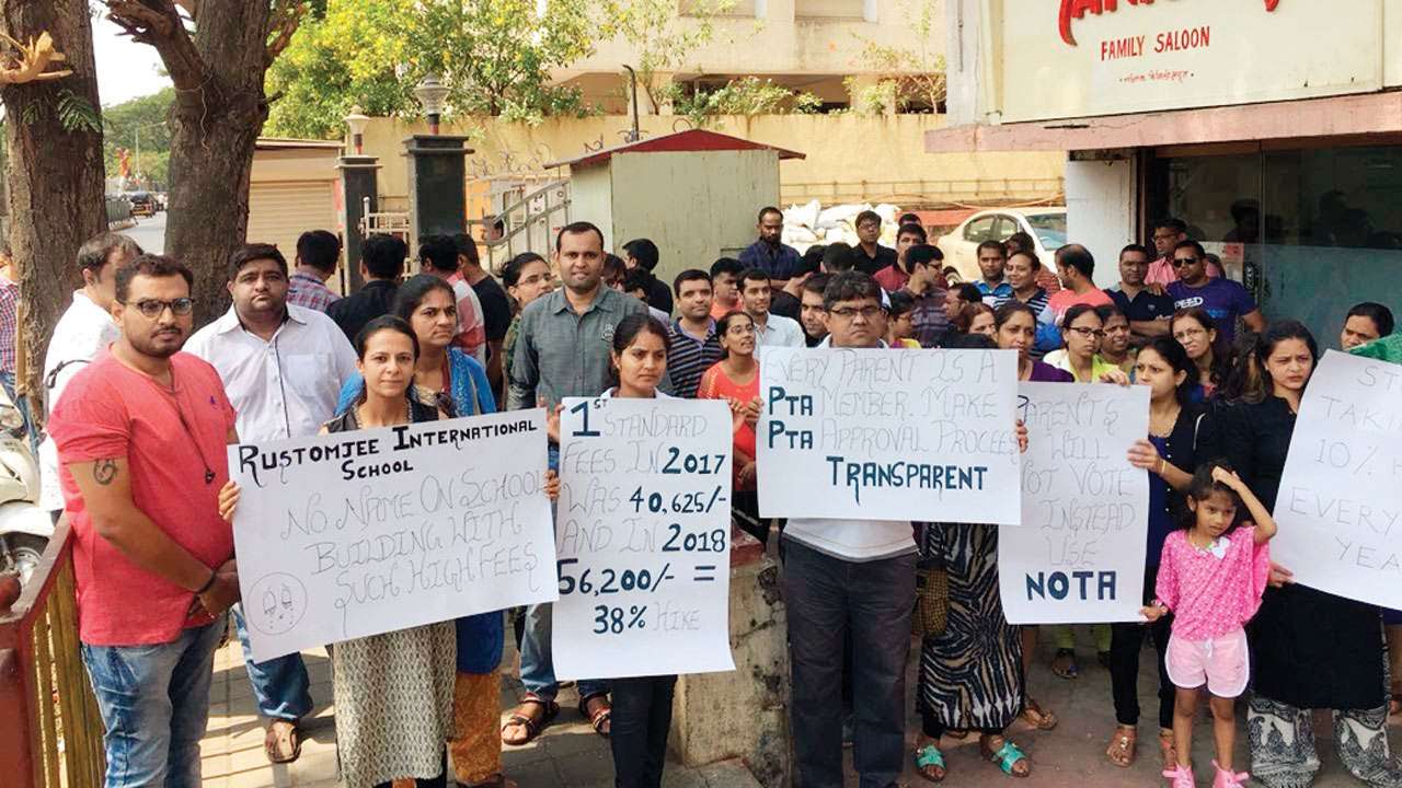 Protest against Rustomjee Troopers school