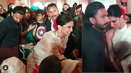 Ranveer Singh holds wifey Deepika Padukone's heels in his hands
