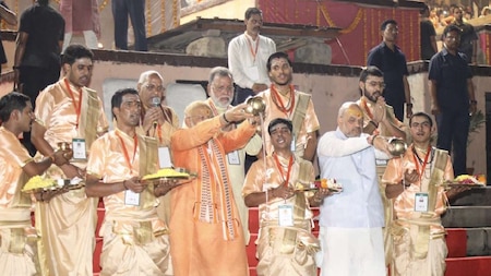 PM Modi performs Ganga Aarti after roadshow in Varanasi