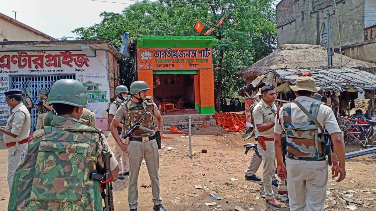 Police outside BJP office in Birbhum