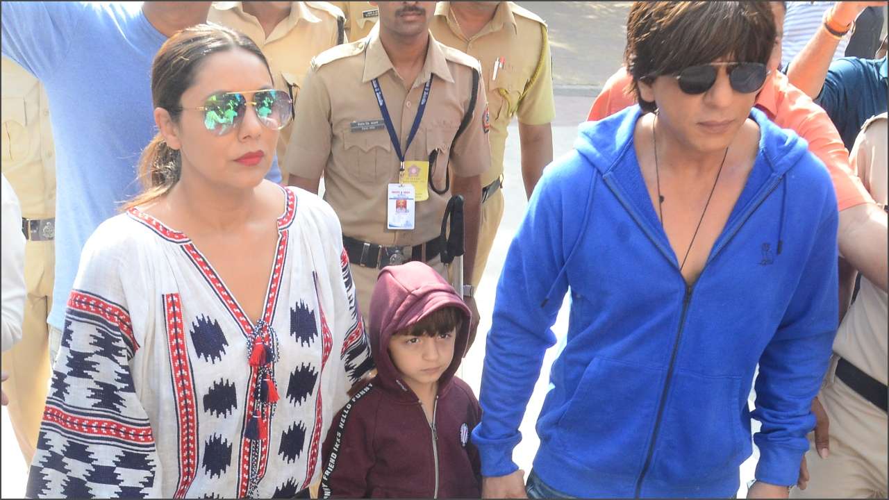 Shah Rukh Khan and Gauri Khan step out to vote with little AbRam Khan