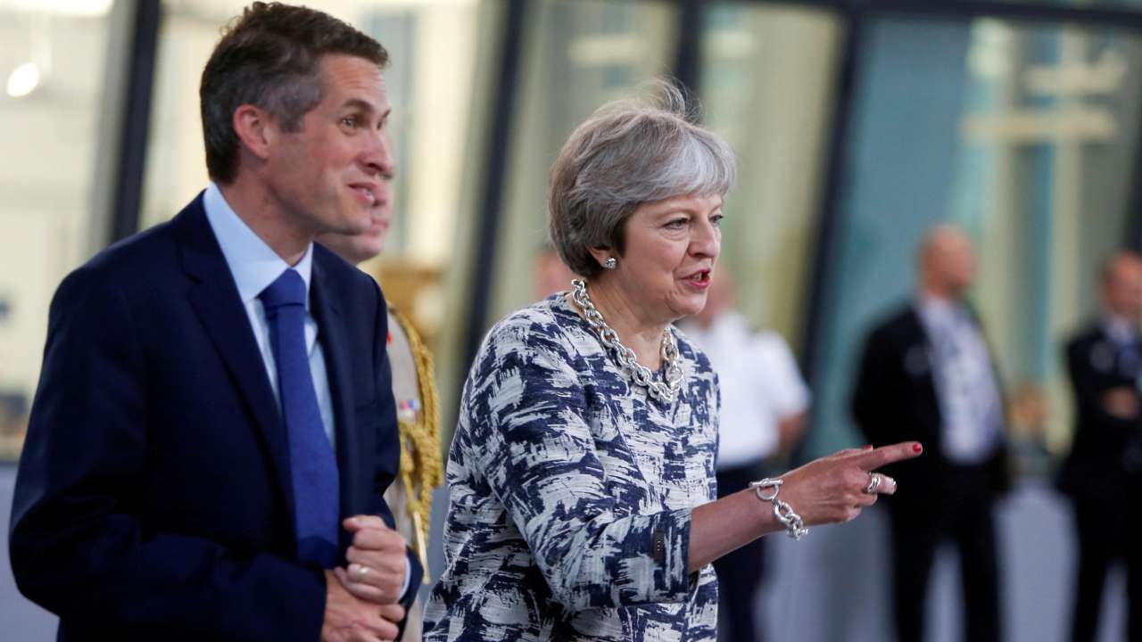 Theresa May with now sacked Defence Ministry