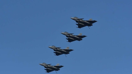Rafale fighter jets flyby