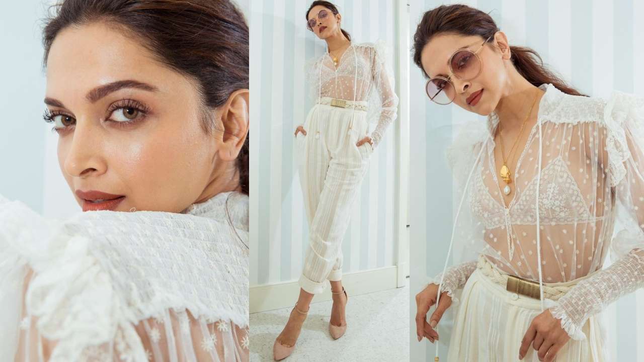 White transparent saree. Deepika Padukone