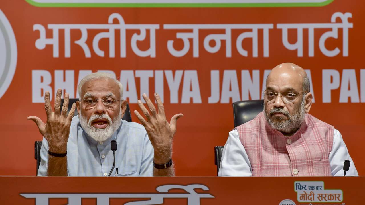 Amit Shah and PM Modi at BJP HQ