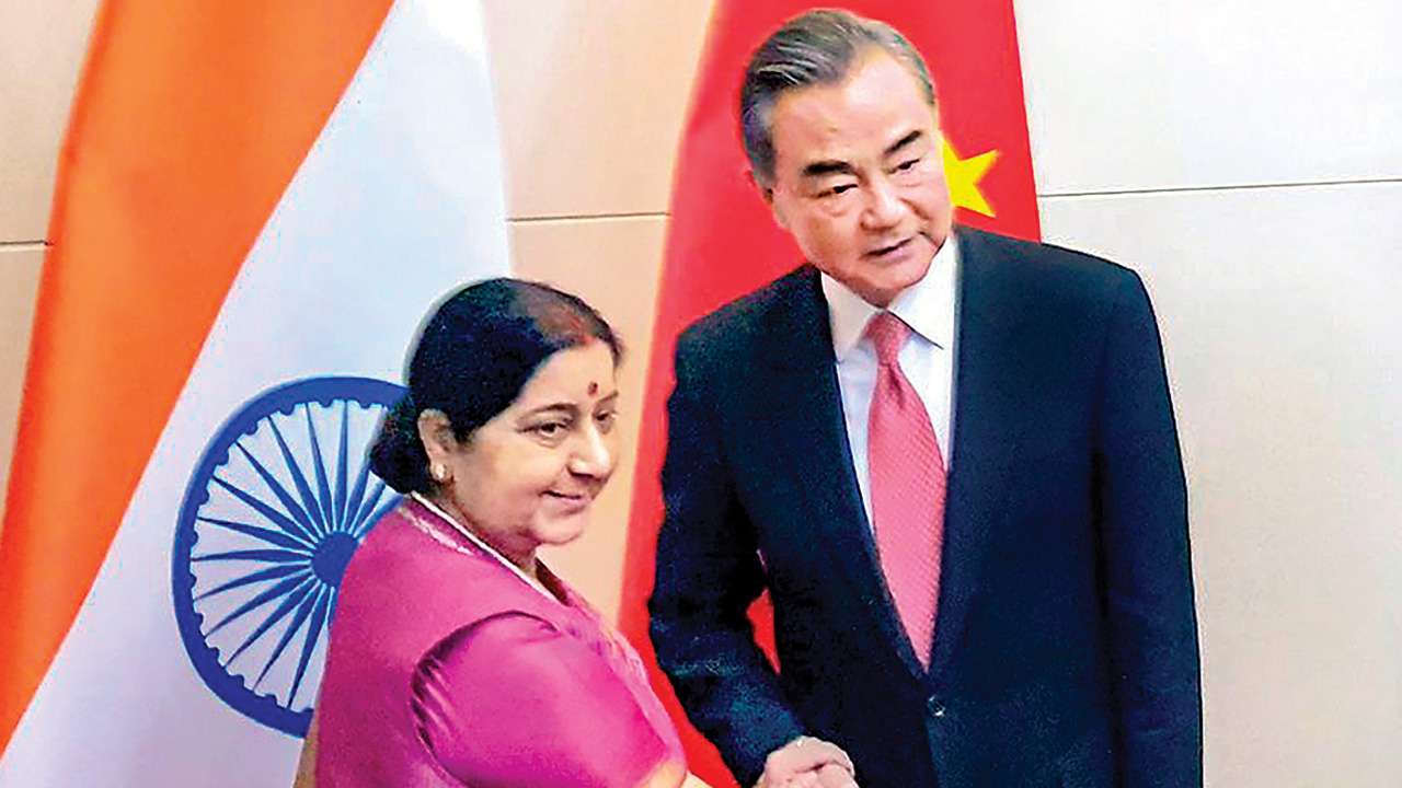 External Affairs Minister Sushma Swaraj meets Foreign Minister of China Wang Yi