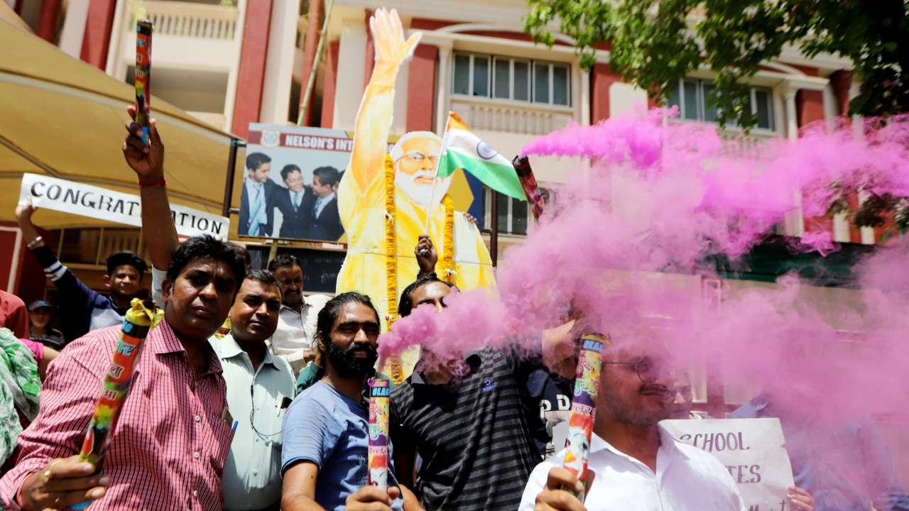 BJP Supporters celebrate BJP partys win in the Lok Sabha election 2019 in Ahmedabad 