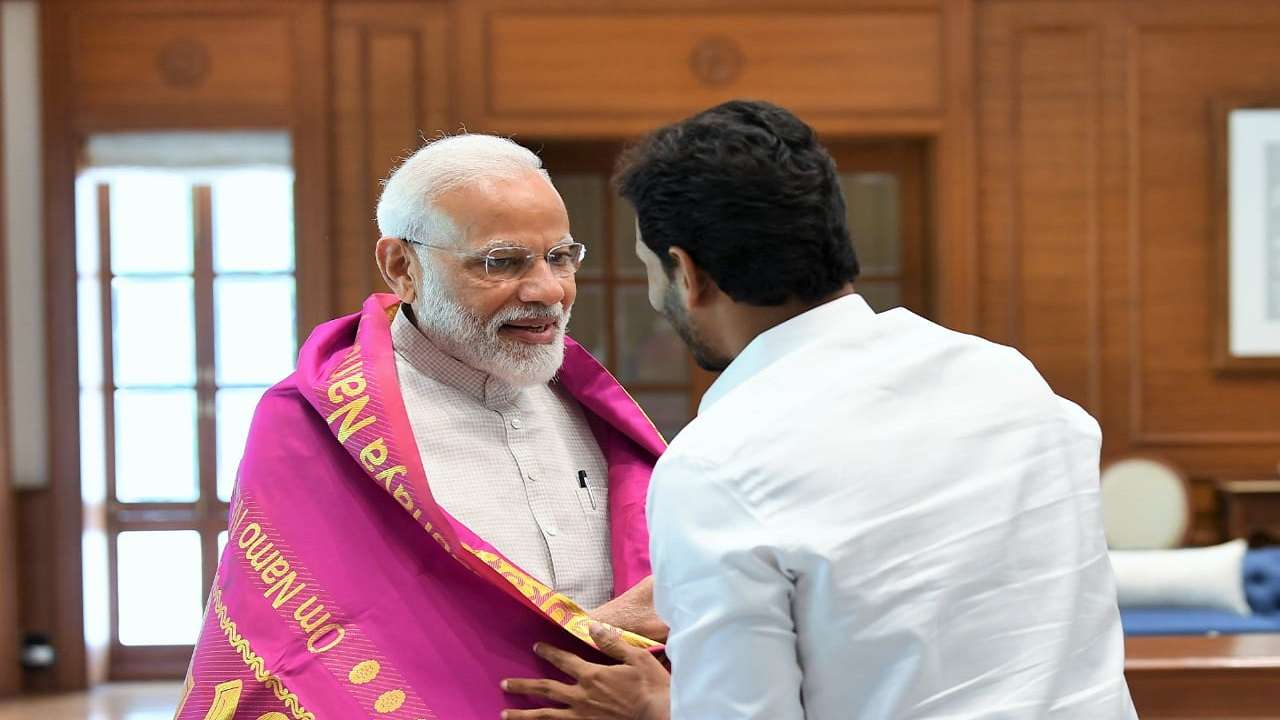 Jagan Reddy gifts shawl to PM Modi with ‘Om Namo Narayanaya" written on it