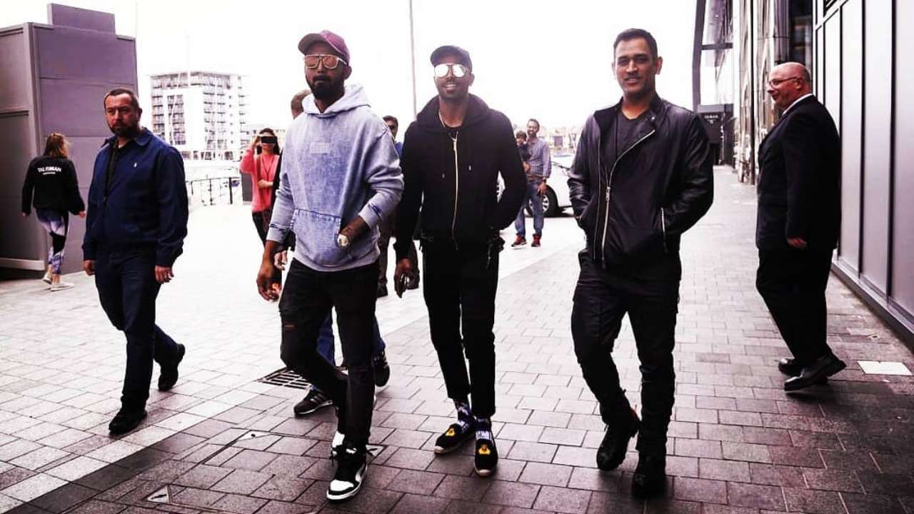 KL Rahul, Hardik Pandya and MS Dhoni in Southampton