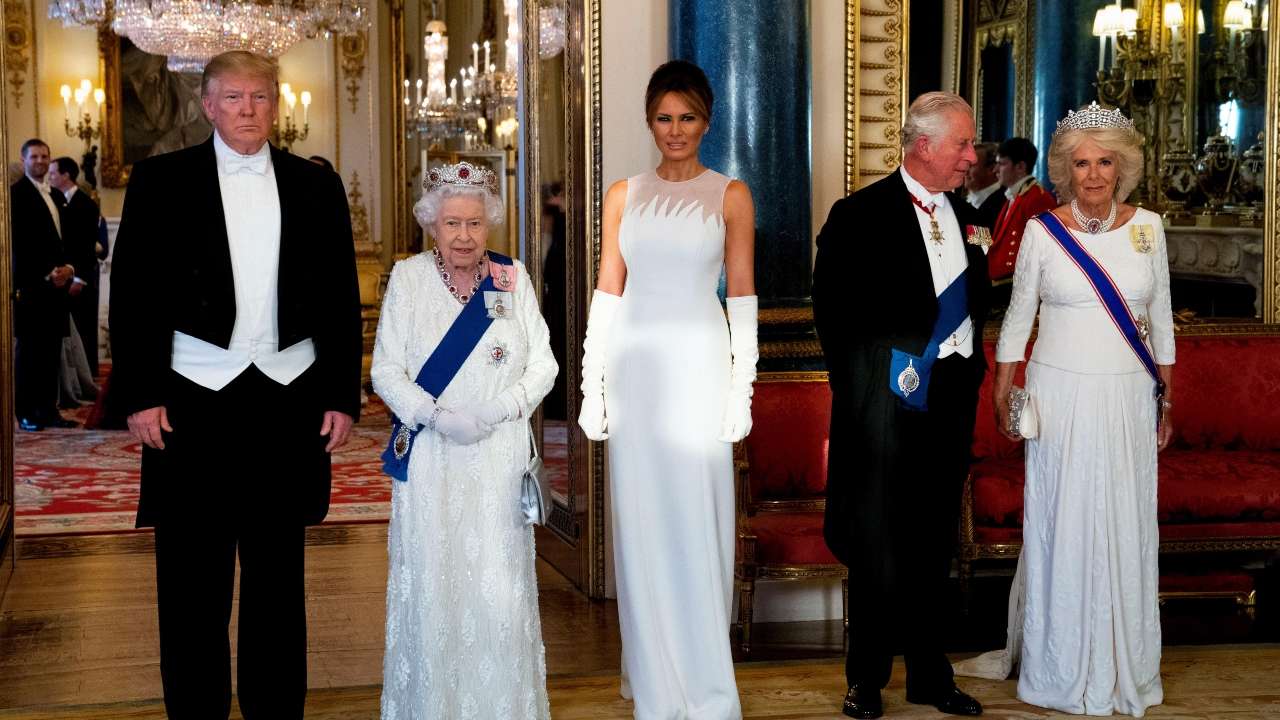 Donald Trump, Melania Trump,Queen Elizabeth, and Camilla at the State Banquet at Buckingham Palace