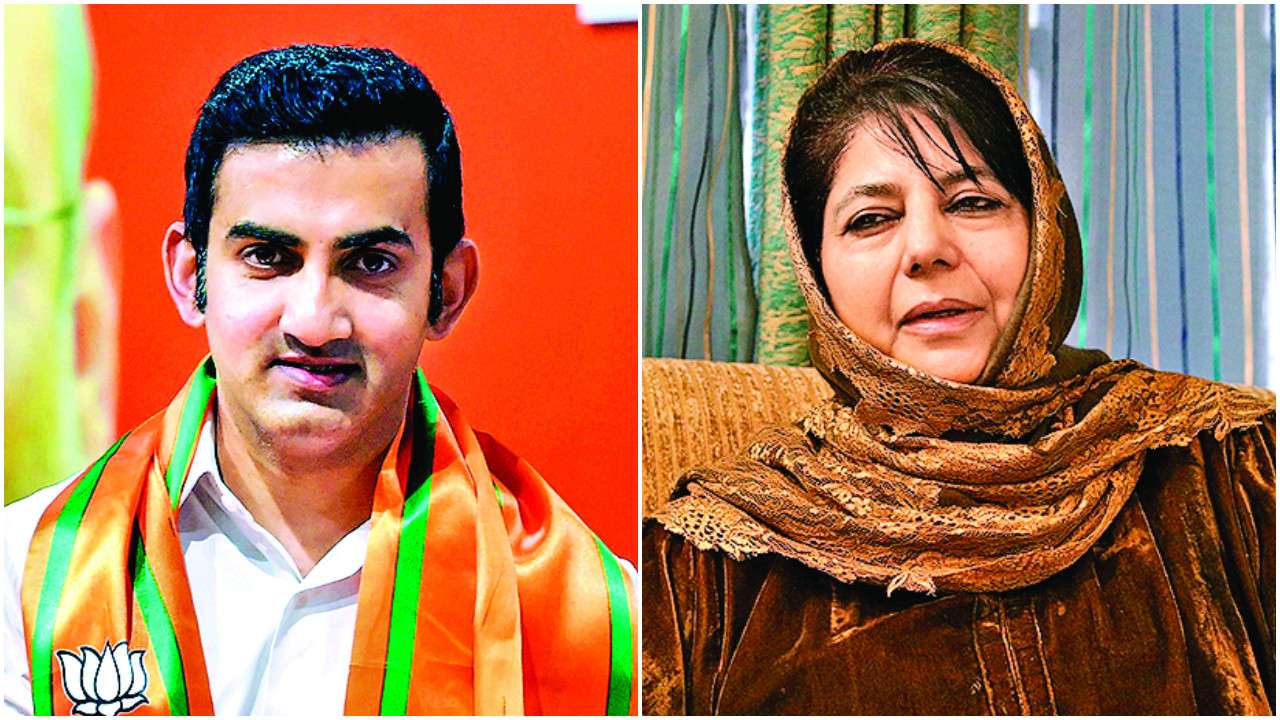 Gautam Gambhir, BJP MP (left) and Mehbooba Mufti, PDP chief