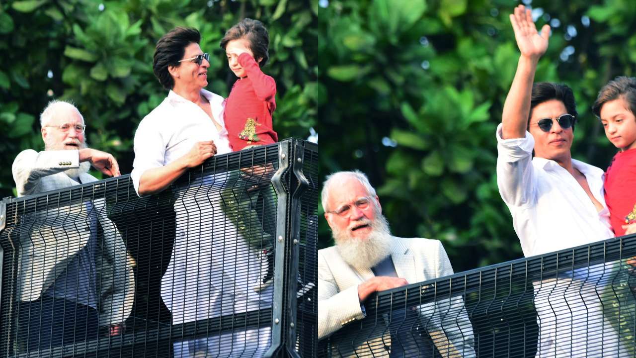 AbRam greets the media solo, while Shah Rukh Khan awws over him