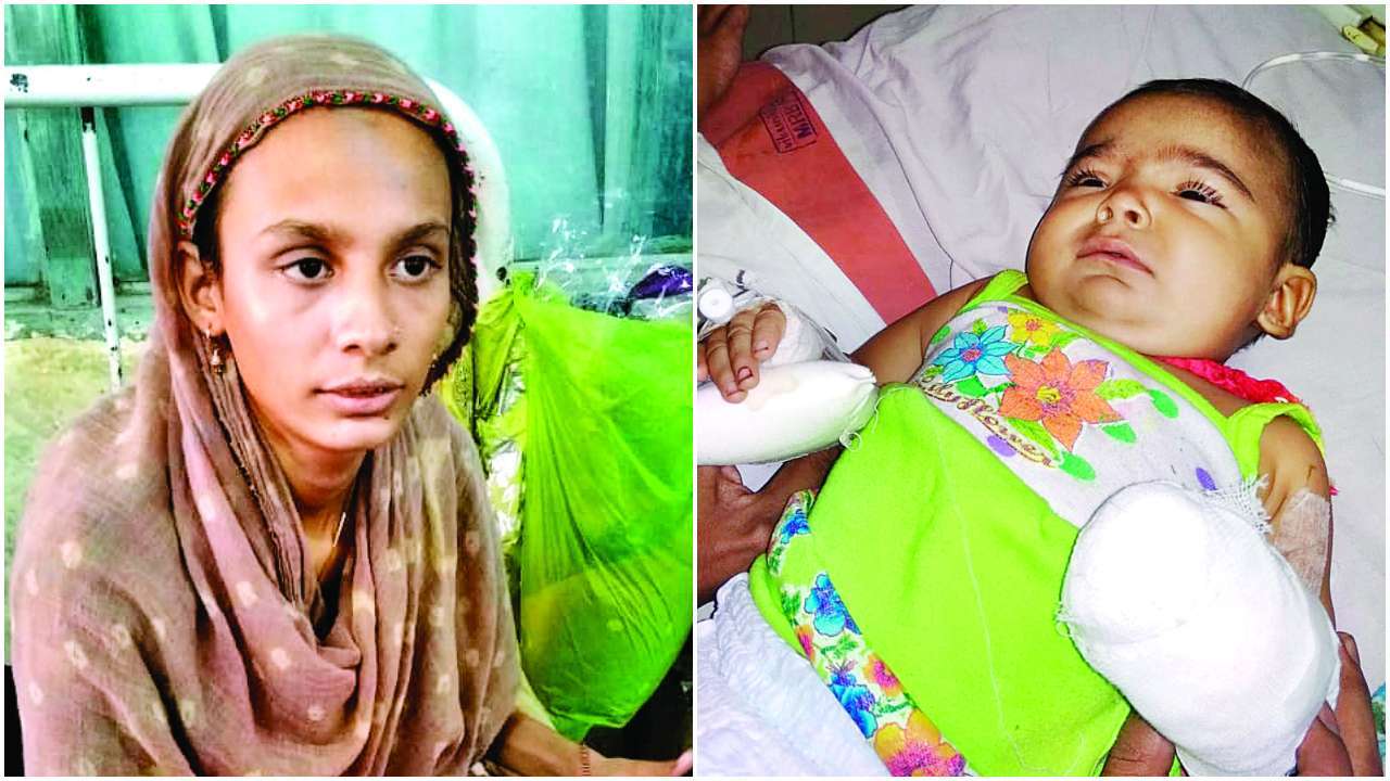  Mahenoor Qureshi was being treated for pneumonia symptoms; (Left) The baby’s mother