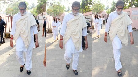 Amitabh Bachchan and Aishwarya Rai Bachchan at the funeral