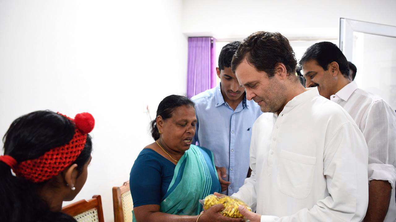 Rahul Gandhi hugs Kerala nurse who held him as a baby