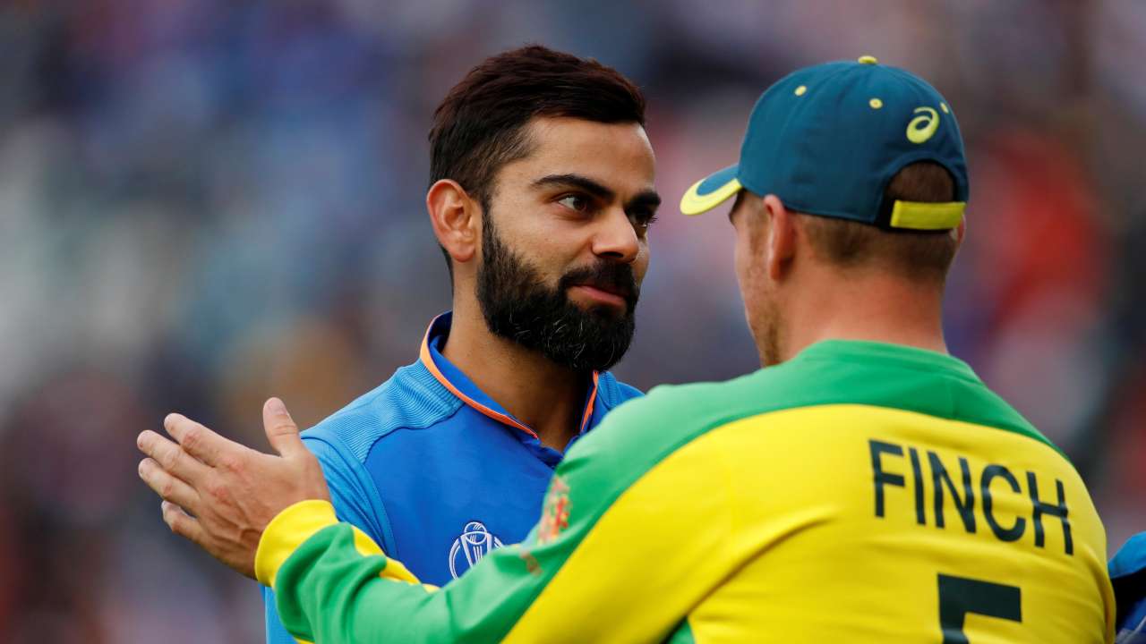 Finch and Kohli after the match 