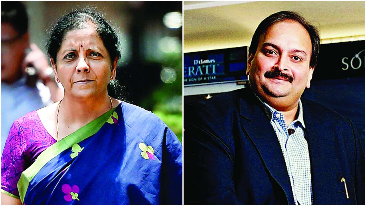 Nirmala Sitharaman (left) and Mehul Choksi