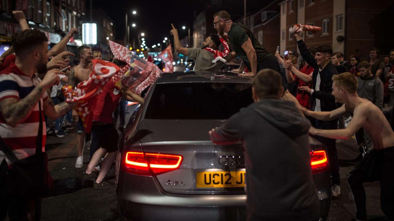 Liverpool FC supporters celebrate