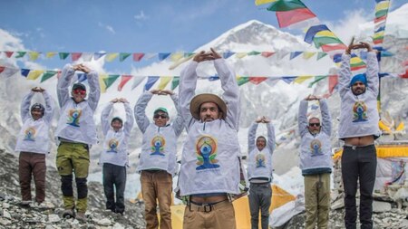 Yoga celebrated at the Base Camp of Mount Everest
