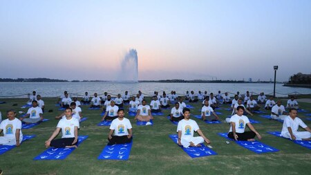 People celebrate Yoga Day in Jeddah