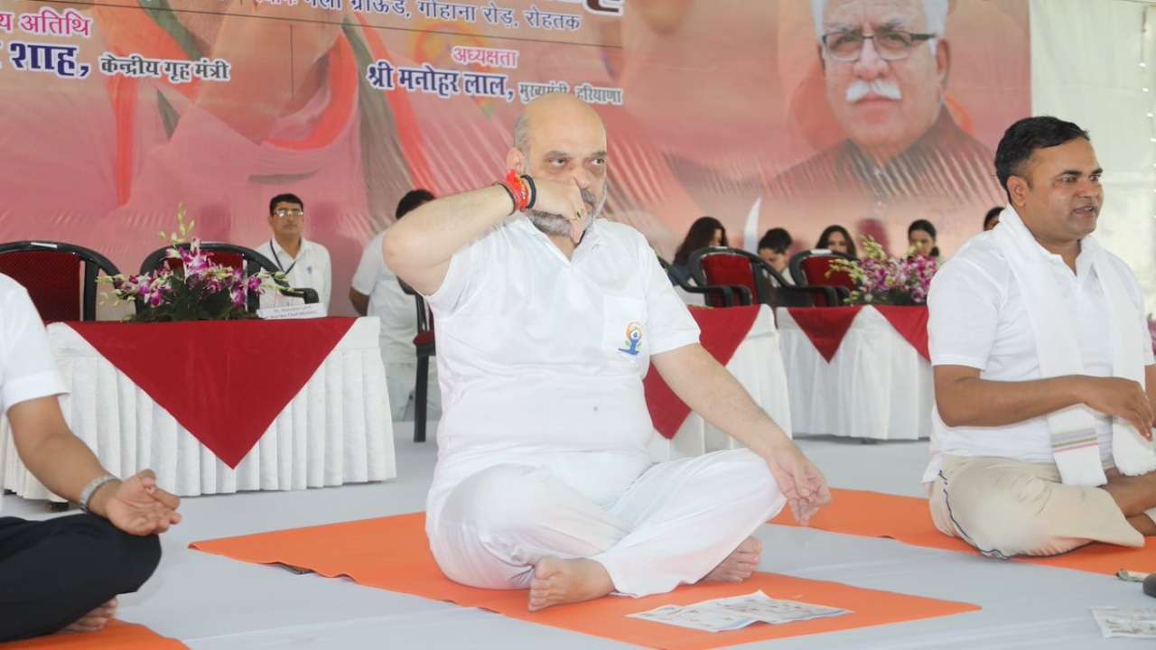 Amit Shah doing yoga