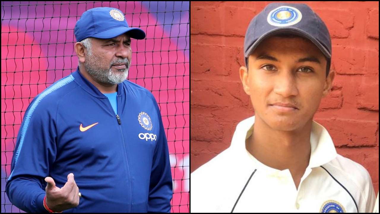 Team India&#39;s batting coach Sanjay Bangar&#39;s son Aryan gets tips from bowling coach Bharat Arun