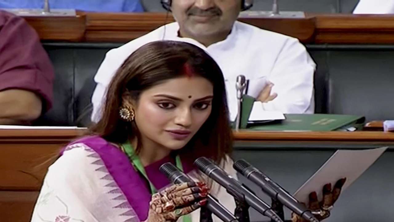 Nusrat Jahan ends oath with Vande Mataram, takes speaker's blessings