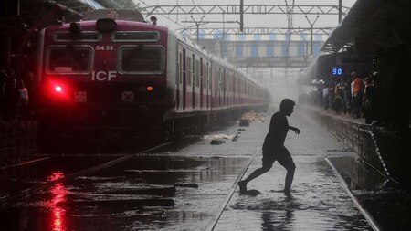 Waterlogged railway tracks in Mumbai