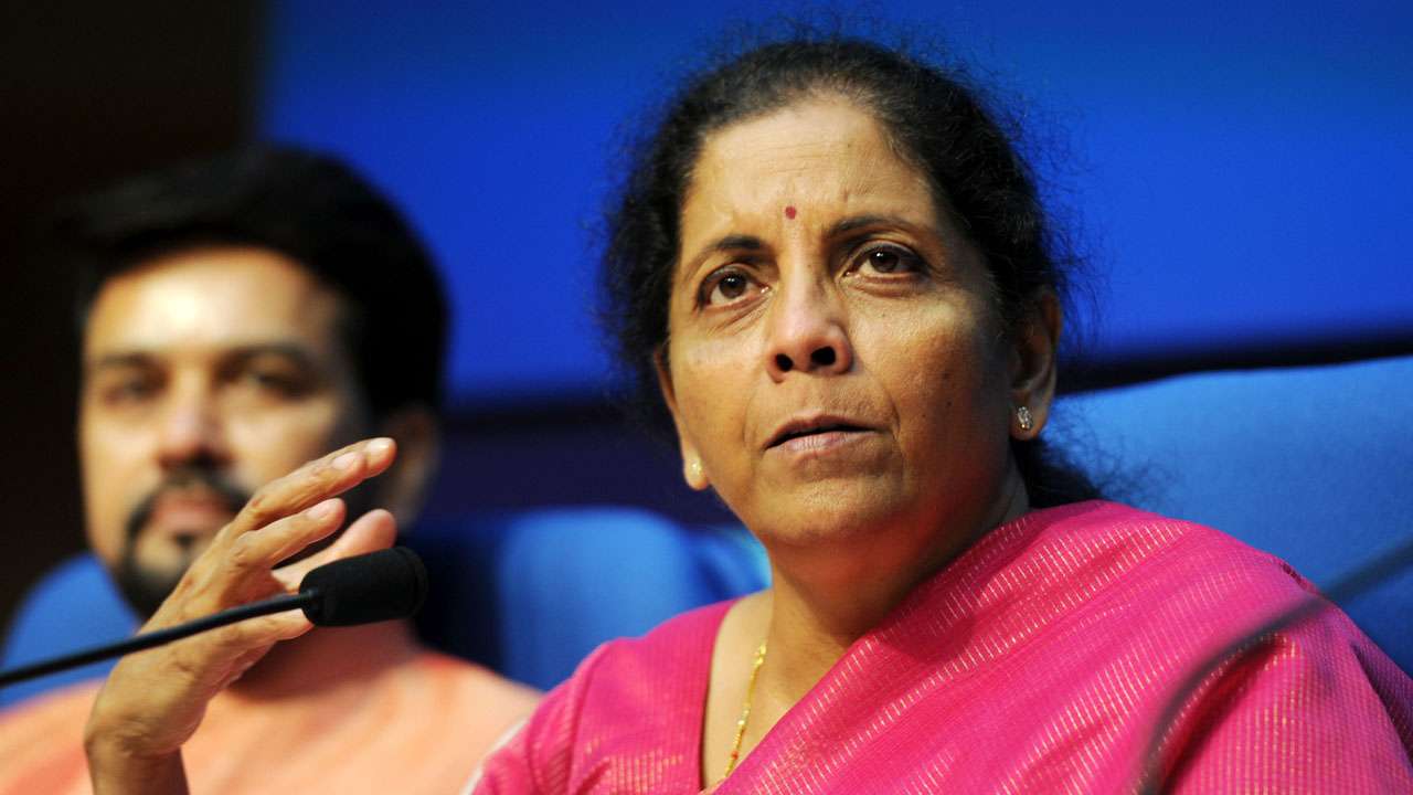 Union Finance Minister addressing a press conference after her Budget speech.