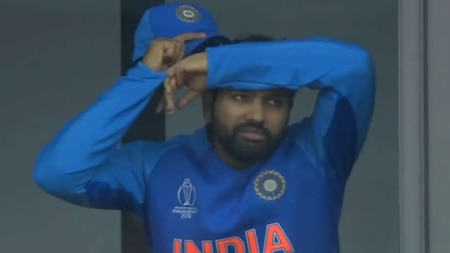 A dejected Rohit Sharma