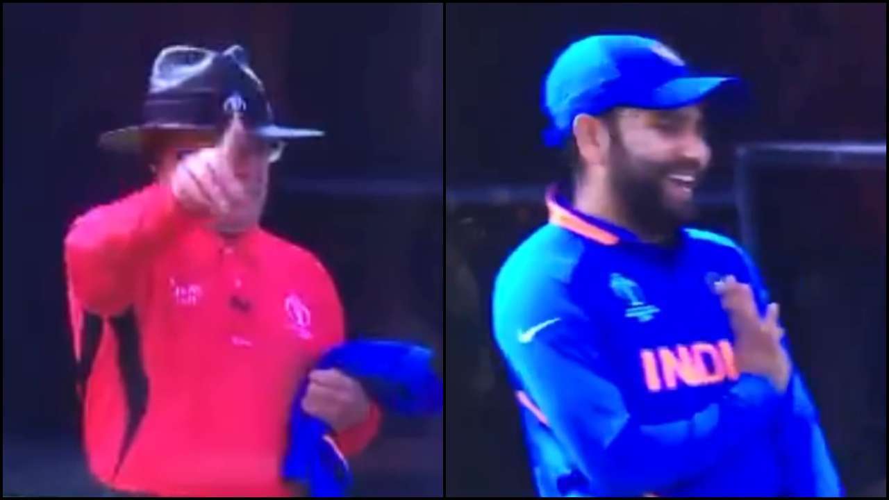 Rohit Sharma's reaction to Ian Gould's umpiring