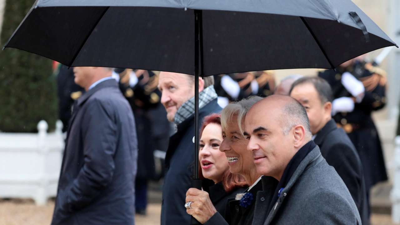 Swiss Confederation's President Alain Berset and International Monetary Fund (IMF) Managing Director Christine Lagarde