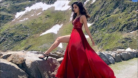 Shraddha Kapoor looks stunning in a wine-red gown