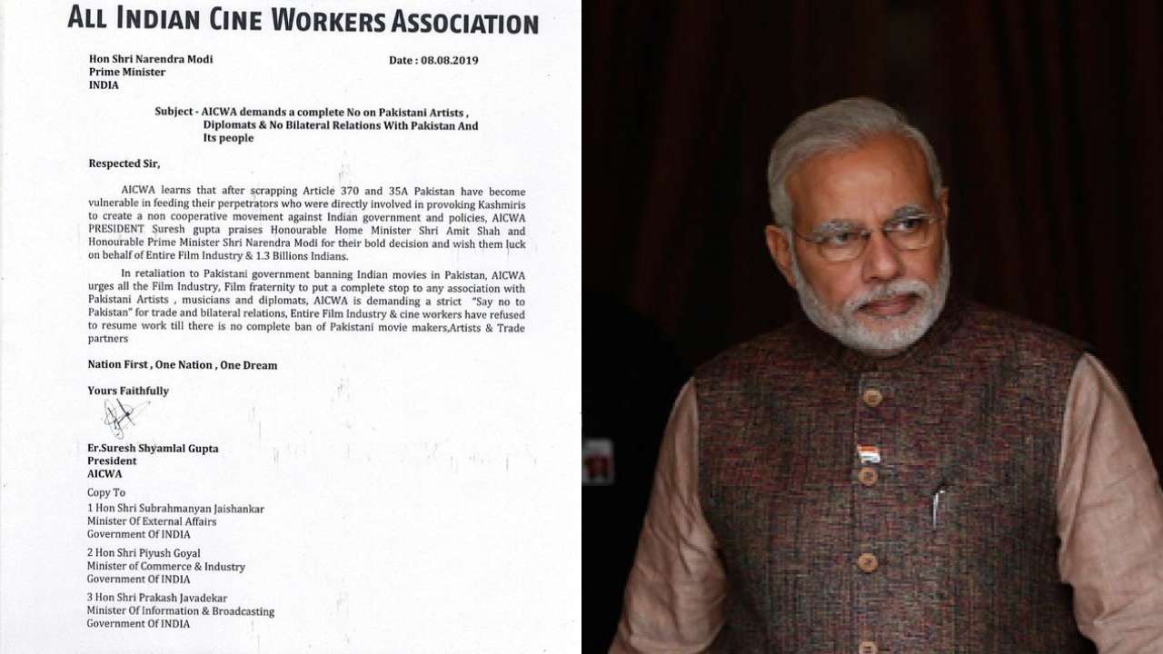 Indian Cine Workers Association writes to PM Modi, demands ban on Pakistani artists and diplomats