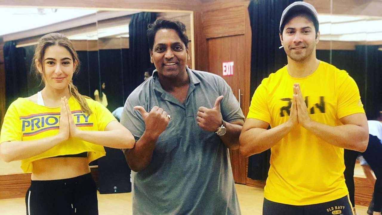 'Coolie No 1' stars Varun Dhawan and Sara Ali Khan twin in yellow during dance rehearsals with Ganesh Acharya